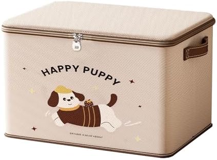 Lockable Box Waterproof Stackable Bins with Puppy Pattern | Locking Storage Box for Package Toy Delivery Travel Closet Garage Bedroom Bathroom Kitchen
