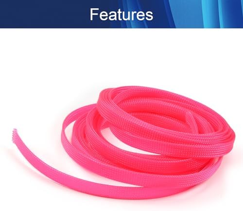 Jutagoss PET Expandable Braided Cable Sleeve, 16.4ft - 3/8 inch Pink Cable Management Sleeve, Wire Loom Tube Cord Protector for USB Cable, Power Cord, Audio Video and More, 1Pc