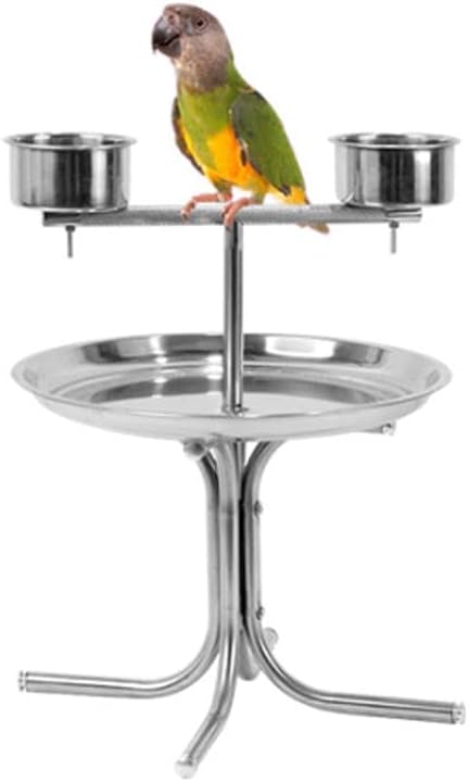 Bird Cage Parrot Stand Stainless Steel Parrot Stand Disc Display Stand Macaw is Used for Medium and Large Parrots Canaries Love Birds Pet Supplies