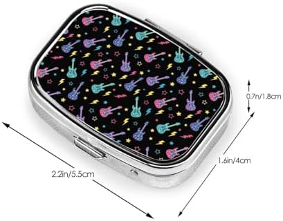 Metal Vitamin Case Tiny Pill Organizer Purse Clip-On Daily Supplement Container Gym Bag, Trippy Electric Guitars