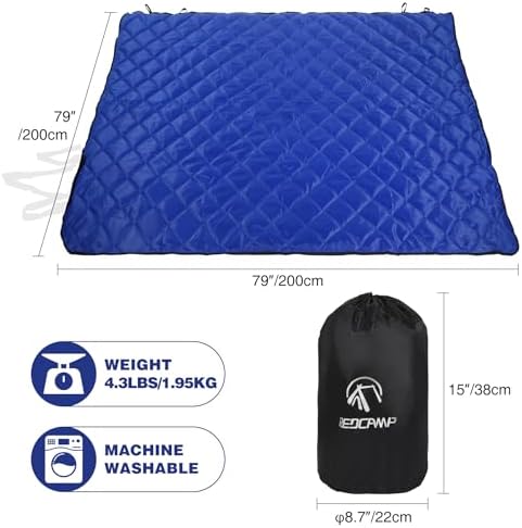 REDCAMP Large Camping Blanket with Sherpa Lining, Blue 79"x79" | Cold Weather Warm Thick Outdoor Blanket Comfy Foldable & Windproof for Camping Stadium,Car,Picnics,Pet,Trip,Machine Washable