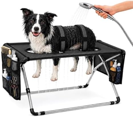 2026 Upgraded Detachable Pet Grooming Hammock for Small Dogs & Cats 44 LBS | Stainless Steel Stand Pet Grooming Sling, 8‑Hole Adjustable Dog Cat Grooming Harness for Pet Nail Trimming, Bathing, Care