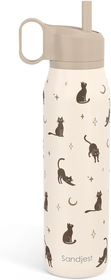 Cat Stainless Steel Water Bottle with Twist Lid 20oz, Travel Insulated Water Bottles for Sports & Gym, Gift for Women Girls Friends Pet Lovers Cat Moms Birthday Christmas