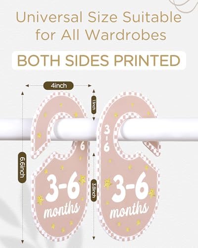 POVETIRE Baby Closet Dividers for Clothes Organizer,Set of 8 Neutral Double-Sided Baby Clothes Size Labels,Nursery Organization for Newborn Clothing, Infant to 24 Months Boy & Girl
