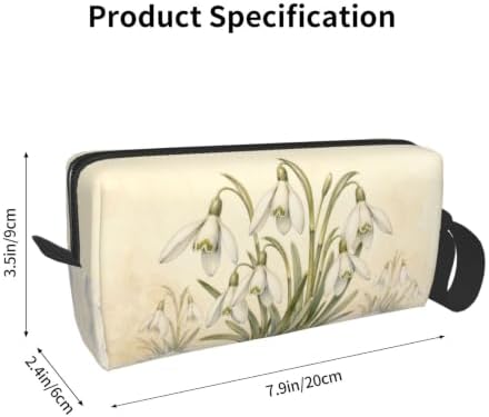 Snowdrop Small Makeup Bag, 600D Oxford Cosmetic Pouch for Women | Snowdrop Cosmetic Bag, Double-Sided Printed Toiletry Pouch with Foam Padding for Women, Travel, Gym, Weekend and Daily Use