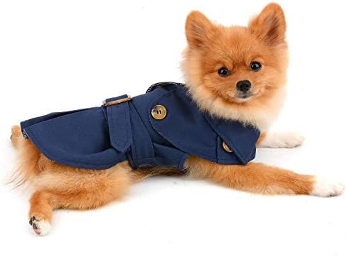 PAIDEFUL Trench Coat for Small Dogs, Blue, XXL