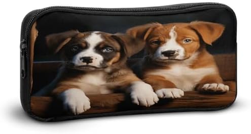 Puppies Dogs Pets Animals Pencil Case Large Capacity Pencil Pouch Portable Cute Pen Bags Multifunctional Pencil Bag Sturdy Aesthetic Pen Pouch Fashion Tool Bag Desk Organizer Unisex