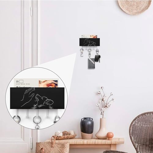 Play with My Dog Pet Wall Mounted Key Holder Organizer with 5 Key Hooks Self Adhesive Key Hanger Rack Decor for Hallway