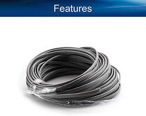 Bettomshin 1Pc 32.8Ft(10m) Cable Management Sleeve, 3/16"(4mm) Width PET Grey Cord Protector, Wire Loom Tube Insulated Split Sleeving for USB Cable Power Cord Organizer Video Cable Hider