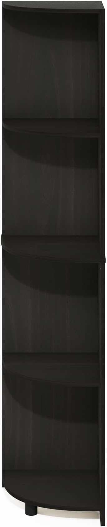 Furinno ECON Corner Shelf, 4-Tier Corner Book Shelf, Storage Shelves, Display Rack, Bookshelf, for Organization and Storage, Living Room, Home Office, Espresso
