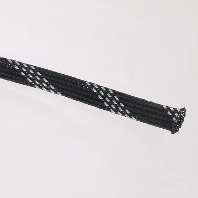 Heyiarbeit 10m/32.8ft PET Expandable Braided Sleeving 5/16-inch Width Flexible Wire Mesh Sleeve for USB Cable Power Cord Audio Video Cable - Protect Cat from Chewing Cords - Black Silver