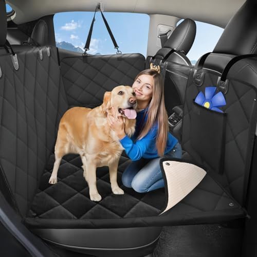 Hard Bottom Dog Car Seat Cover for Back Seat, with 2 Blankets