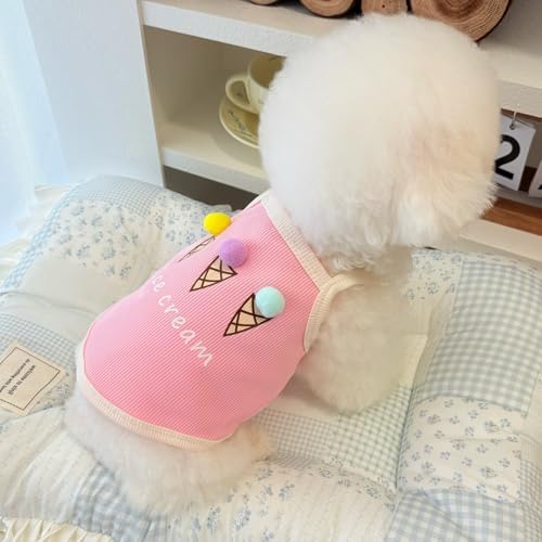 Spring & Summer Pet Clothes Tank Top - Ice Cream Pattern Breathable Tank top for Dogs & Cats, Cool Sleeveless Shirt for Teddy, Bichon & Small Breeds