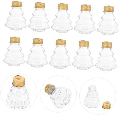 10pcs Christmas Tree Shaped Refillable Candy Jars Juice Bottles for Holiday Decorations for Beverages and Juice Storage