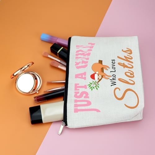 Sloth Gifts for Women Makeup Bag Gifts for Sloth Lover Wild Animal Themed Gift Ideas for Women Sister Daughter Mom Friend Wife Niece BFF Besties Christmas Birthday Present Cosmetic Bag with Zipper