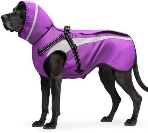 Dog Raincoat Waterproof Raincoats for Dog Reflective Dogs Rain Jackets with Hood Hoodie Pet Rain Poncho Coat for Small Medium Large Dogs Puppies S-XXL (Purple, S)