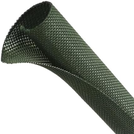 Automotive Wire Loom Tubing, Split Braided Cord Protectors from Pets No Chew, Flexible Cable Sleeve Cable Management for TV/Computer/Electric Wires (Deep Green, 3/4"-10ft)