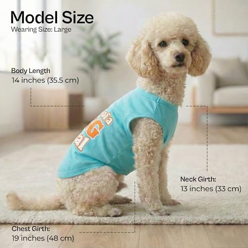 Parisian Pet Dog Shirt – 100% Cotton Shirts for Large Dogs – Sleeveless Big Deal Pet Vest – Lightweight and Breathable Dogs Apparel – Cute Summer Dog Clothes - Stretchy T Shirts for Pets