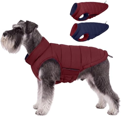 Lelepet Reversible Dog Coat Windproof Dog Jacket Lightweight Puffer Vest