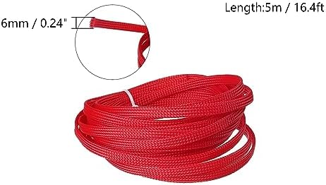 Othmro 16.4ft PET Flexible Expandable Braided Cable Sleeves 0.23inch Width Wire Loom Sleeving and Organizer Flexible Wire Mesh Sleeves for TV Audio PC Cords from Pets Chewing Red