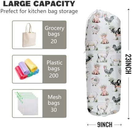 Animal Plastic Grocery Bag for Women Holder Plastic Bag Storage Organizer | Plastic Bag Holders for Grocery Bags, Farmhouse Home Kitchen Decor, Gifts for Women Mom Grandma