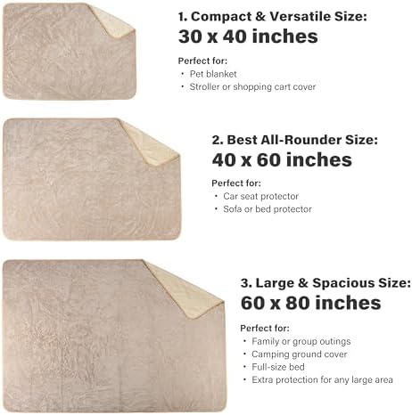 Catalonia Waterproof Dog Blanket, Reversible Leakproof Furniture Protector | Camel Fleece Mat for Small to Large Dogs & Cats, Helps Protect Sofa, Bed & Couch from Liquids, Urine & Messes, 40 x 60 Inches