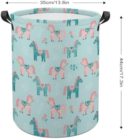 Waterproof Clothes Hamper with Handles Flowers Floral Horse Couple Art, Collapsible Basket for Laundry, Toy, and Bedroom Storage Solutions