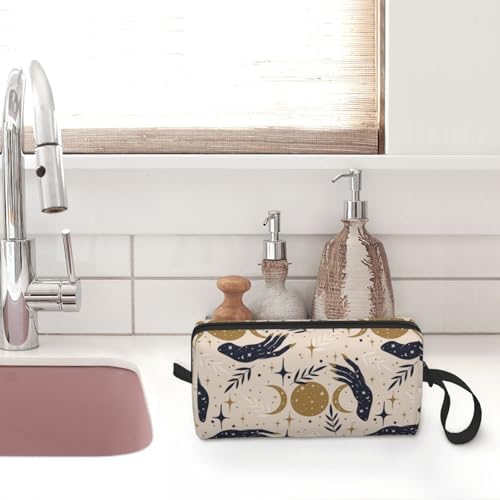 Boho Magic Celestial Makeup Bag for Women | Small Travel Cosmetic Pouch with Zipper, Compact Makeup Organizer Bag for Purse, Toiletries, Skincare & Daily Essentials