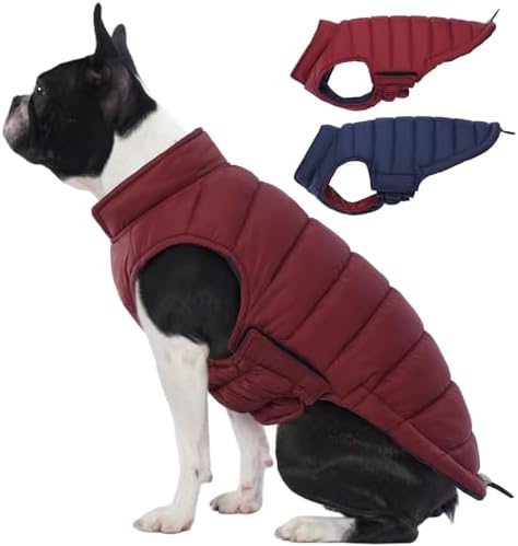 Lelepet Reversible Dog Coat Windproof Dog Jacket Lightweight Puffer Vest