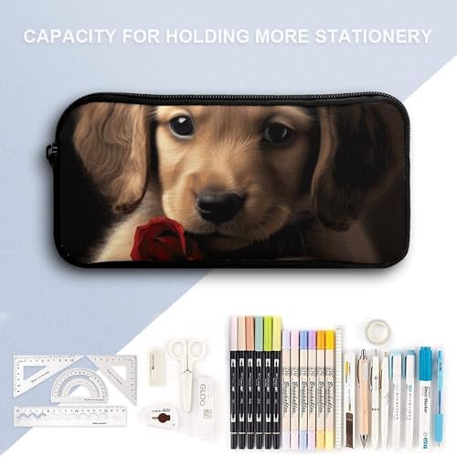Cute Pet Dog Pencil Case Office Stationery Organizer Simple Sturdy Zipper Closure Portable Pencil Bag Office Travel Multi-Purpose Bag