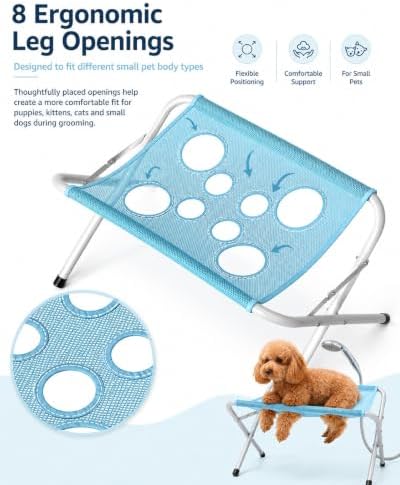 Foldable Pet Bathing Stand Portable Dog Shower Grooming Rack | With 8 Leg Openings 44 LBS Capacity Pet Grooming Hammock and Stand for Small Dogs and Cats, Bathing, Nail Trimming and Daily