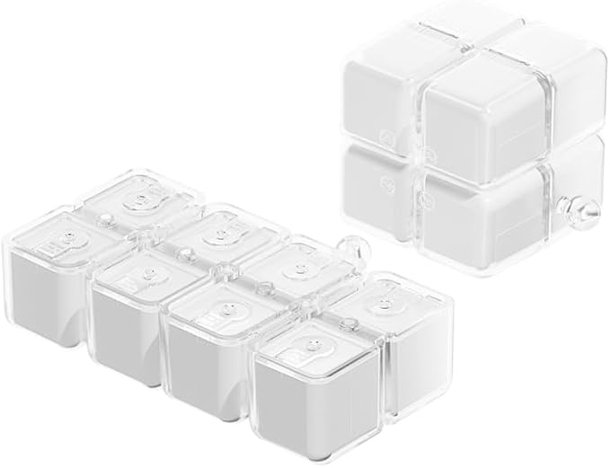 Travel Pill Organizer,Magnetic Cube Cute Pill Box,Pill Compact with 8 Compartment,Vitamin Cases Organizers 7 Day for Vitamins & Supplements (White)