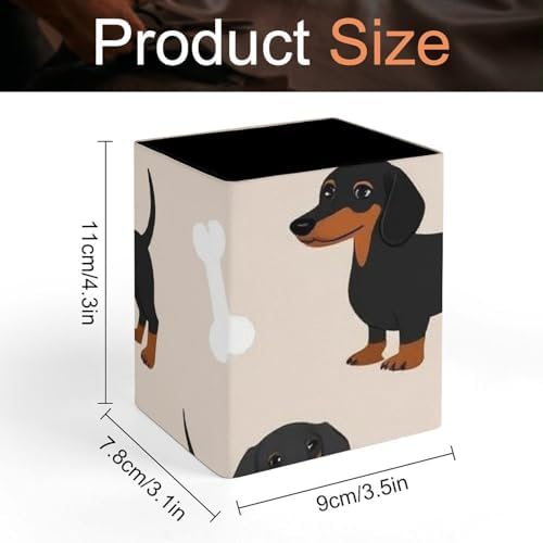 Fashion Pen Cup Pencil Holder Makeup Brush Storage Leather Desk Organizer Wiener Dog Doxie Dachshund Weiner Dog Pet Dogs