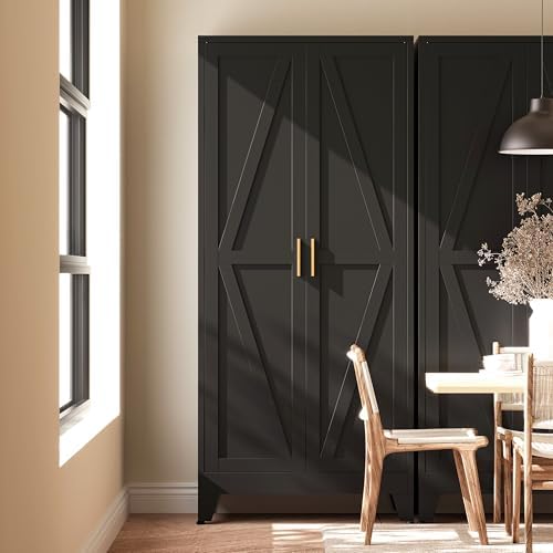 61" H Metal Storage Cabinets,Garage Cabinet,Broom Closet Storage Cabinet,Blue Storage Cabinets,Utility Cabinet