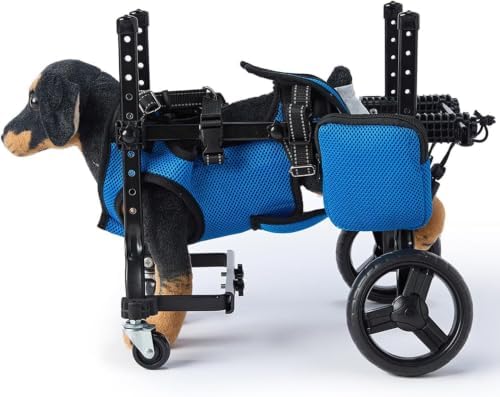 Adjustable Dog Wheelchair for Rear Legs Pet li Aid Lightweight Small Mum Cart for Dogs(Blue)