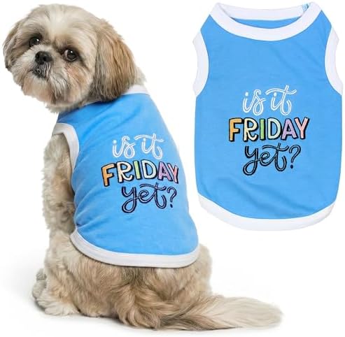 Parisian Pet Dog Shirt – 100% Cotton Shirts for Medium Dogs – Sleeveless Puppy Vest – Lightweight and Breathable Pet Apparel – Pullover Summer Dog Clothes - Stretchy Funny T Shirts for Dogs