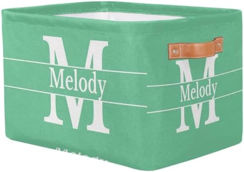 Personalized Name Storage Basket, Mint Green Print Initial Letter