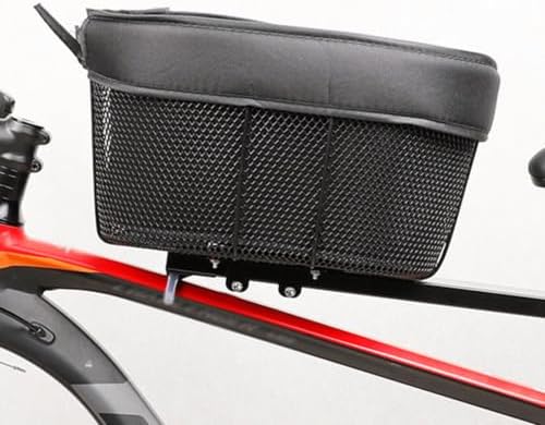 Scratch-Free Rubber Wrap Pet Bike Basket, Padded PU Lining for Small Dogs | Built-in Anti-escape Safety Hook, Stable Anti-slip Rubber Mount Pad(Folding bikes)