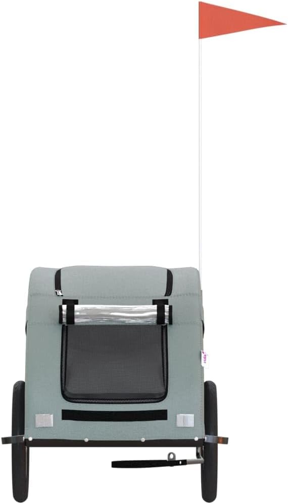 Pet Bike Trailer for Small Dogs, Foldable Bicycle Cargo Trailer with Iron Frame and Oxford Fabric, Includes Mesh Windows, Reflectors and Flag for Safety