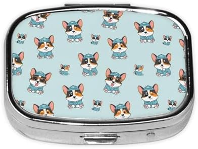 Pocket Pill Box Compact Metal Vitamin Organizer Leak-Proof Design Men Women Commute Essentials, Cute Corgi Tricolor Dog