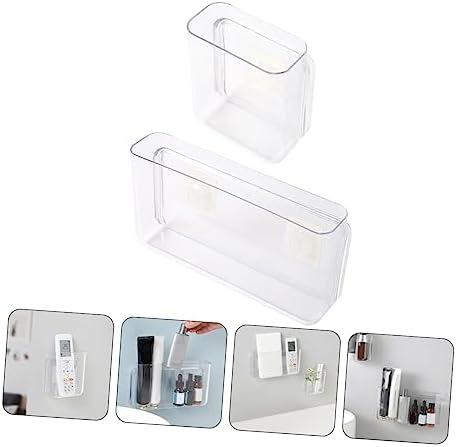 2pcs Pet Material Wall-mounted Storage Boxes Closet Organizers Remote-control Unit Container Storage Bins for Living Room Bedroom Office