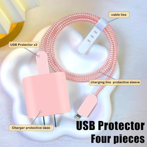 CameCosy Frosted Charger Cable Protector for iPhone 18W/20W Charger - Pink