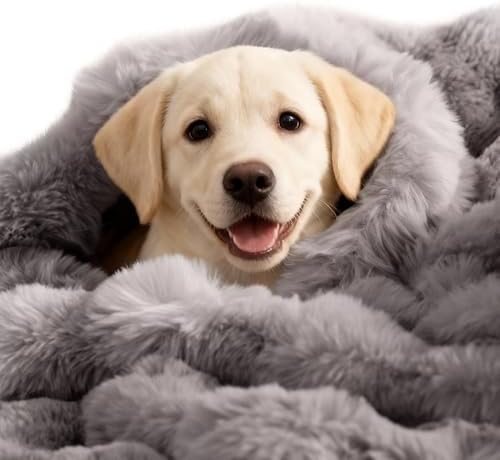 SOMAHE Dog Blanket for Couch Bed, Soft Faux Fur, Large 39x31 Dark Grey