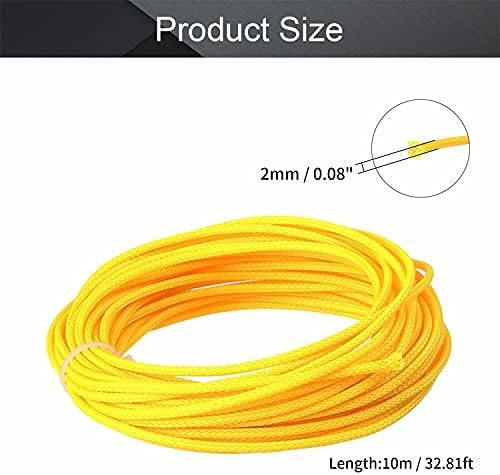 Othmro 10m/32.8ft PET Expandable Braid Cable Sleeving Flexible Wire Mesh Sleeve Yellow,Protects Cables from Pet Chewing and Tearing