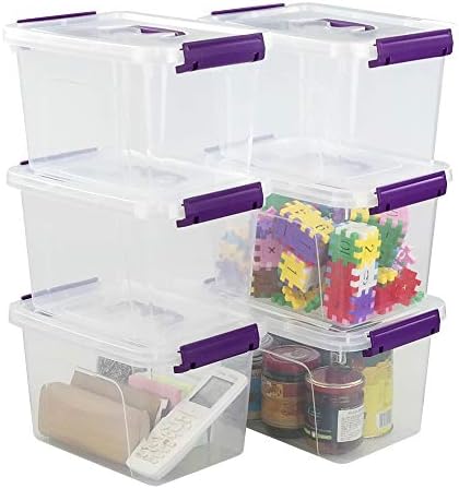 Farmoon 6 Quart Small Lidded Storage Bin, 6 Packs Latching Box Cotainer