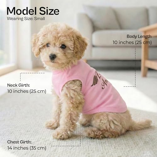 Parisian Pet Dog Shirt – 100% Cotton Lil Angel Shirts for Small Dogs – Pink Sleeveless Puppy Clothes – Breathable and Lightweight Girl Dog Clothes - Stretchy Pet Apparel - Summer Tshirts for Dogs