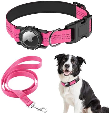 AirTag Dog Collar and Leash, IP68 Waterproof Integrated