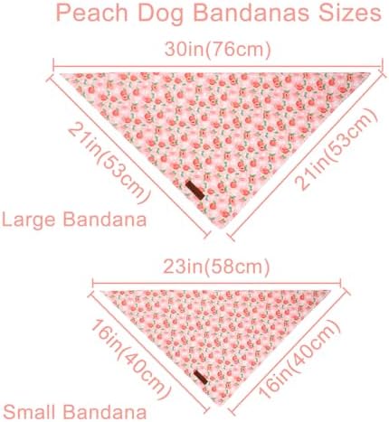 Peach Dog Bandana, Summer Peach Puppy Bandana for Small Medium Dog, Cotton Peaches Pet Triangle Bid Scarf Kerchief for Girl Boy Dogs or Cats