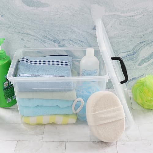 Ggbin 12 Quart Latching Storage Box Set of 6, Clear Lidded Container Bin