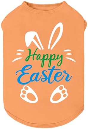 Fitwarm Happy Easter Bunny Dog Shirt, Easter Dog Clothes for Small Dogs Boy Girl, Cute Pet Outfit, Green, Blue, White, Orange, Large